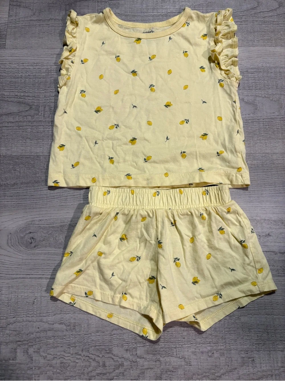 Carters Lemon Print 2 Piece Short Sleeve & Shorts Outfit